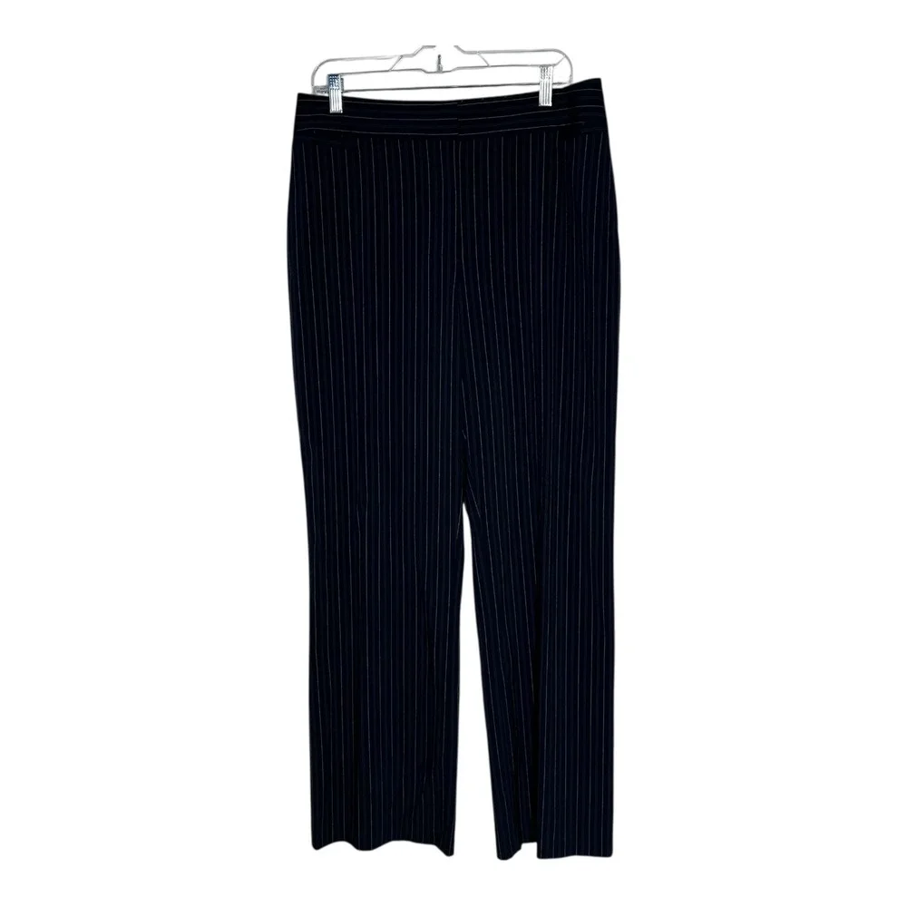 Chicos 2.5 Striped Wide Leg‎ Pants Women Size L/14 Regular Navy Business Casual